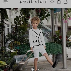 White and Black Trim Kids Blazer Set